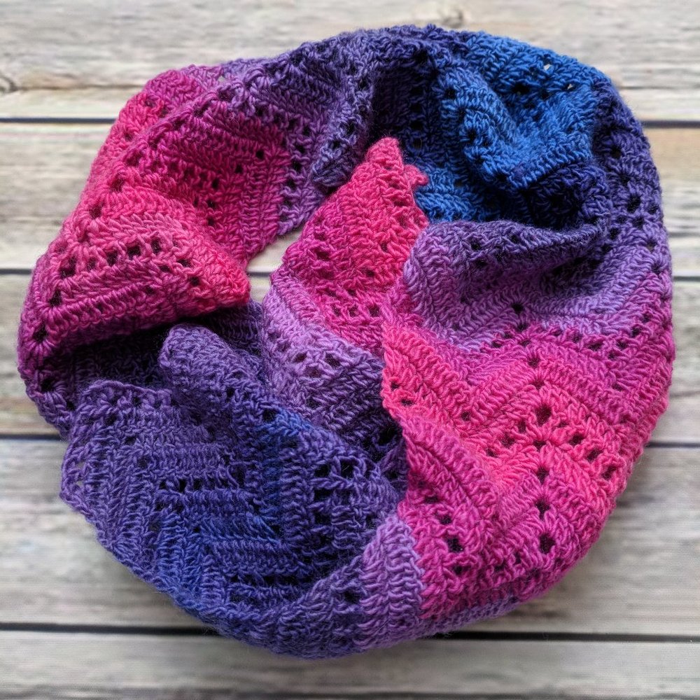 Wool Scarf in Hot Pink, Blue and Purple Chevron